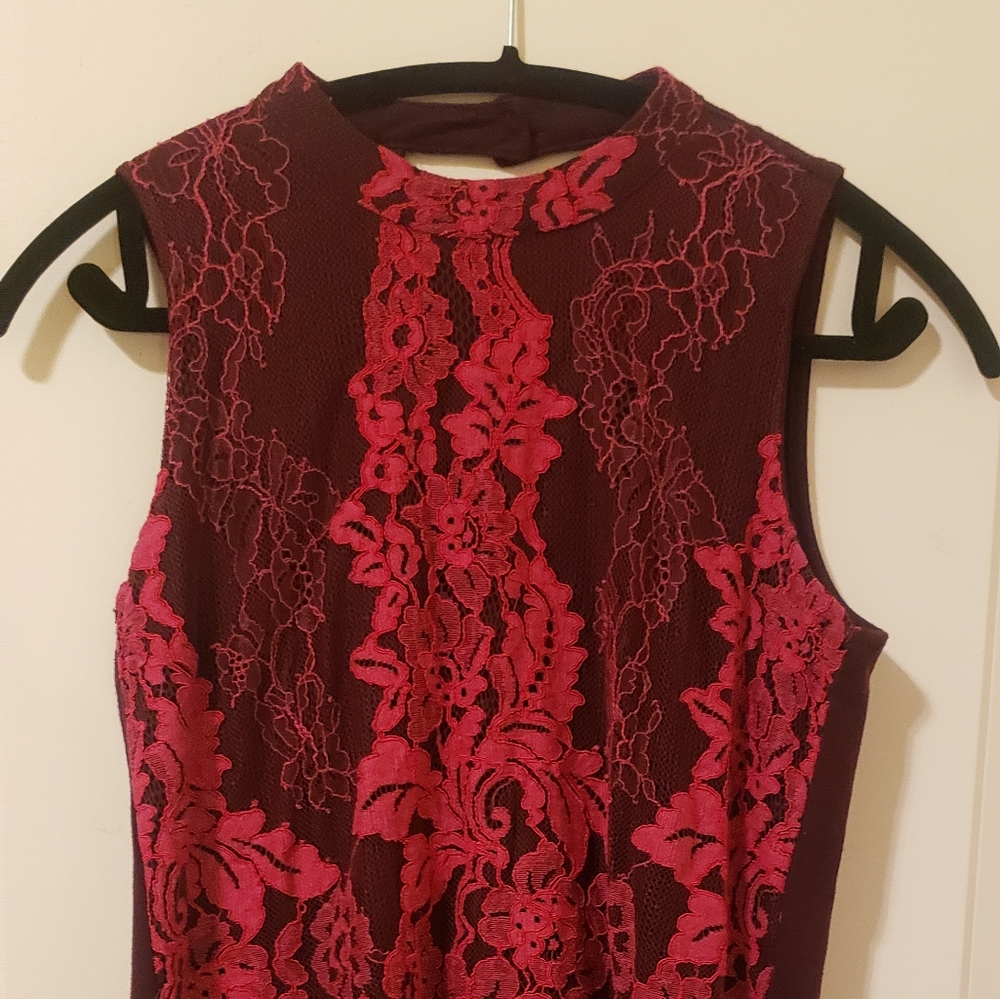 Pink and maroon top